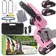 preview thumbnail 10 of 13, Mini Chainsaw Cordless Handheld Pink - Battery