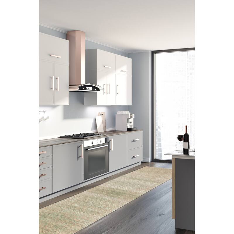 ECARPETGALLERY Hand-knotted Legacy Light Green Silk, Wool Rug - 2'6 x 12'2