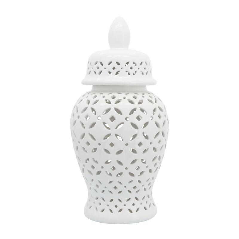 Sagebrook Home Neutral Ceramic Temple Ginger Jar
