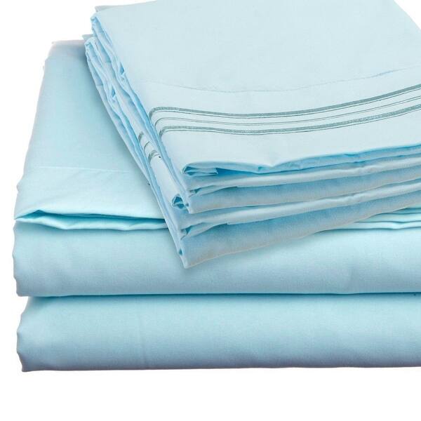 4 Piece 1600 Count Super Soft Sheet Set King Tiffany Blue Bed Bath