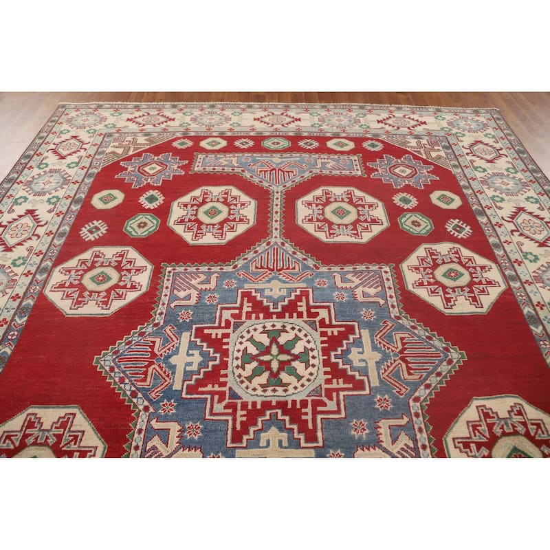 Red Kazak Oriental Area Rug Hand-Knotted Wool Carpet - 8'6"x 11'6"