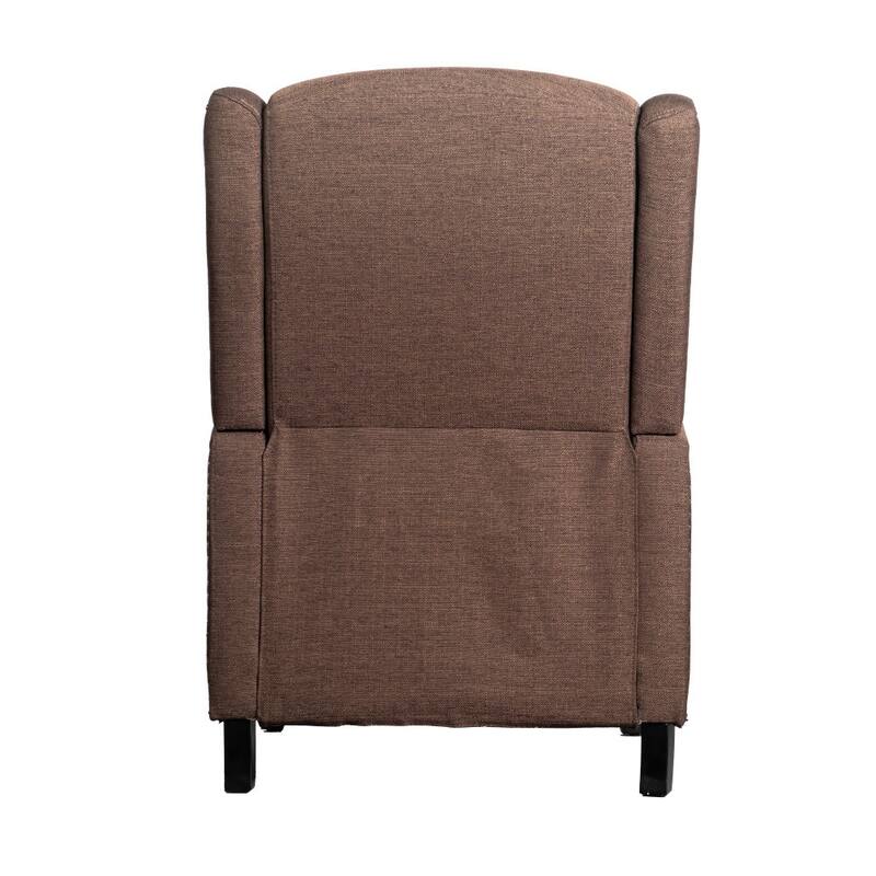 Push Back Wing Back Pocket Spring Recliner with Side Accent Nail Trim