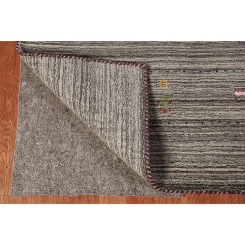 Hand Knotted Oriental 100% Wool Carpet Tribal Tribal Greys & Charcoal Gabbeh Area Rug - 9' 9'' X 8' 1''