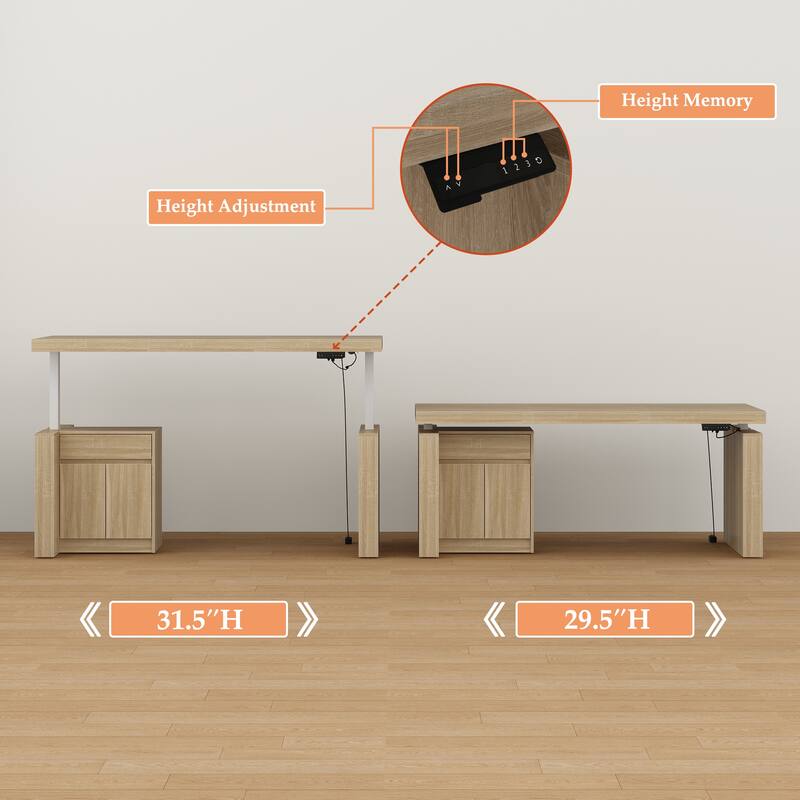 70.9"W Dining Table White Adjustable Workstation Desk Modern Office Desk Height Adjustable Standing Desk Kitchen Island