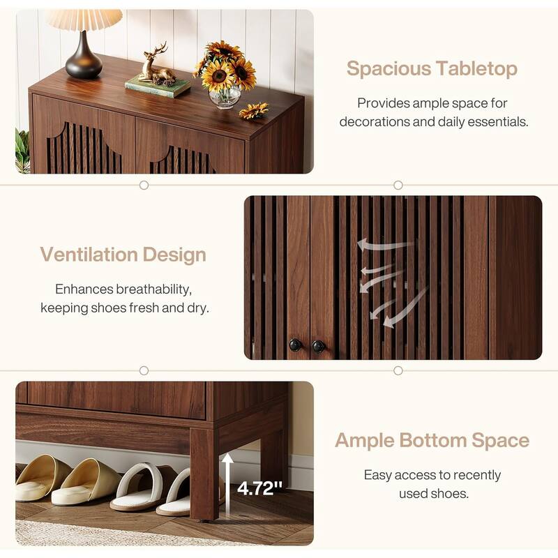 5-Tier Adjustable Shoe Cabinet with Doors for 20 Pairs