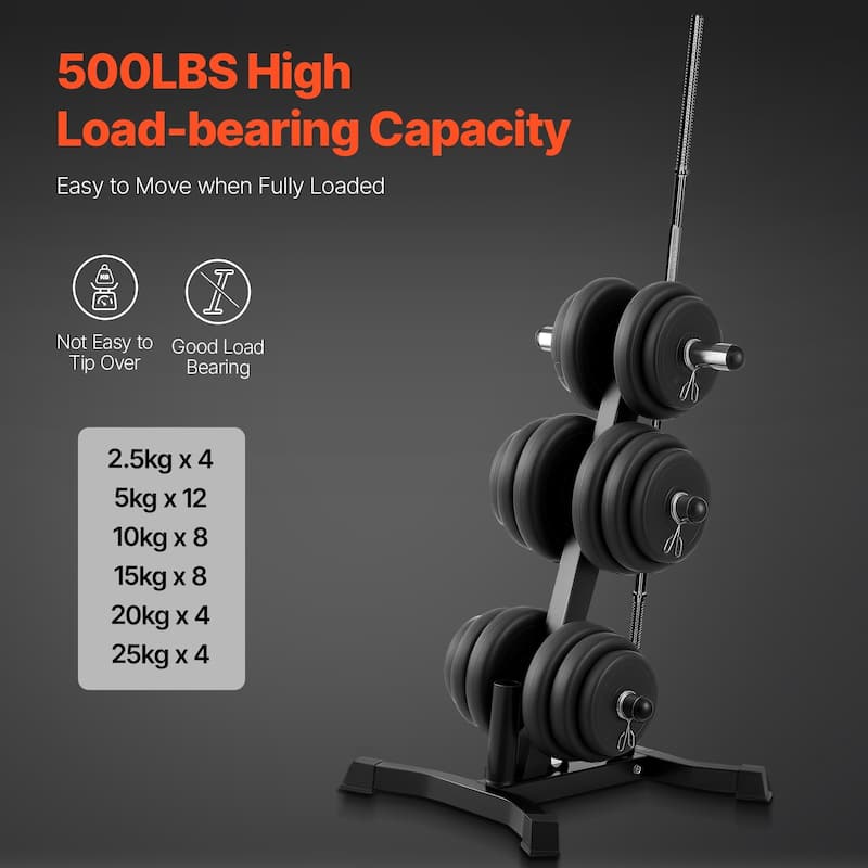Black Metal Weight Rack with 1000lbs Capacity & Barbell Storage - 30.3x26.4x40.35inch