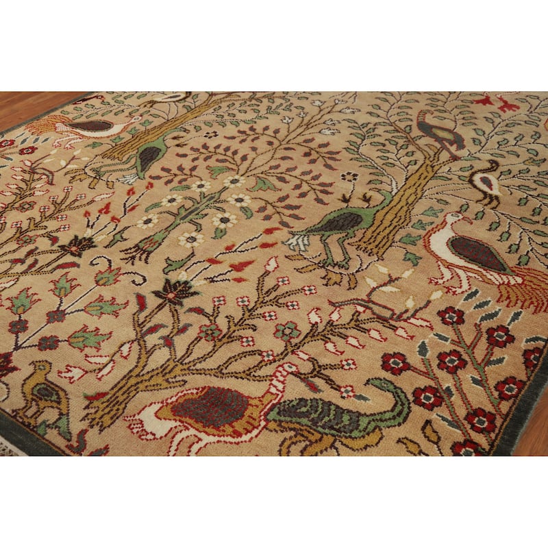 Animals Design Ziegler Area Rug Hand-Knotted Oriental Wool Carpet - 7'11" x 9'10"