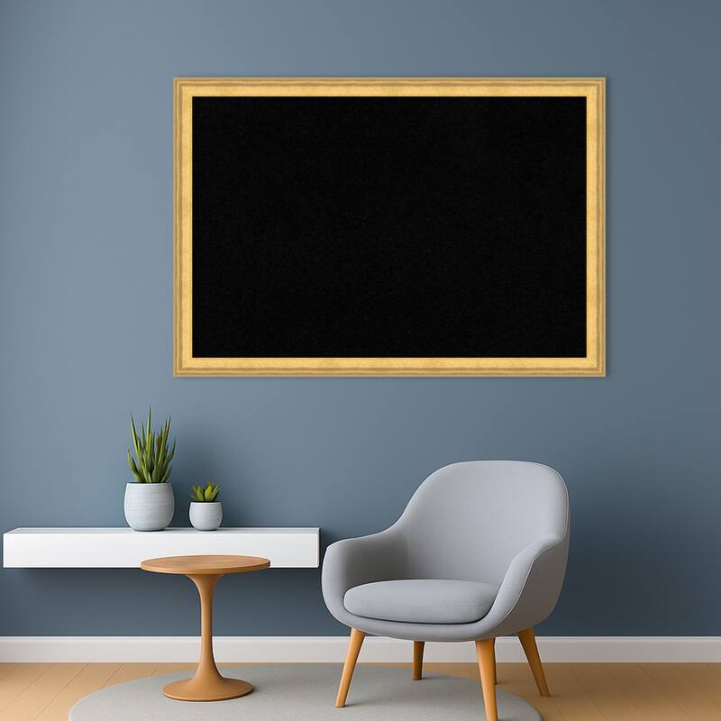 Owen Gold Wood Framed Cork Board - Bulletin Board, Organization Board, Pin Board