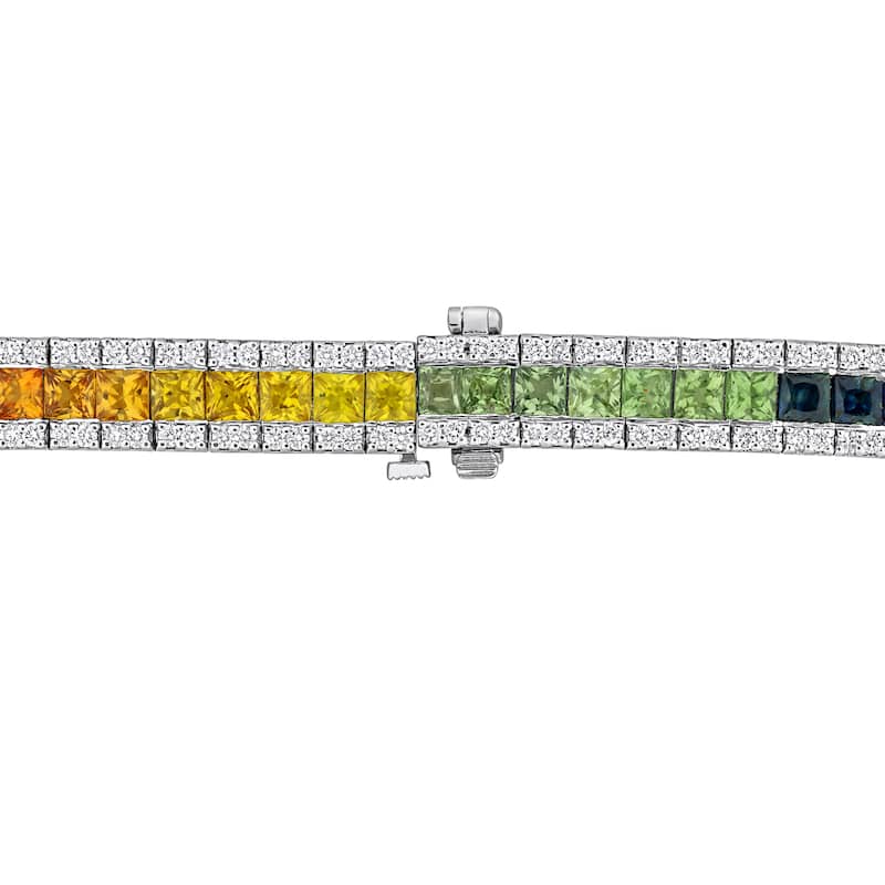 Miadora 14k Gold Diamond and Sapphire Tennis Bracelet 7.25"