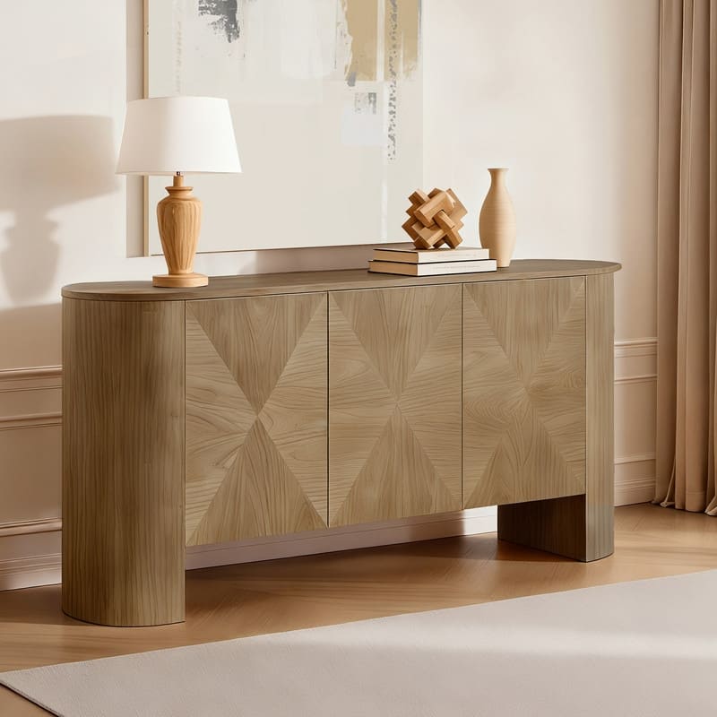 Spruce & Spring 67" Modern Solid Wood Fully Assembled Sideboard