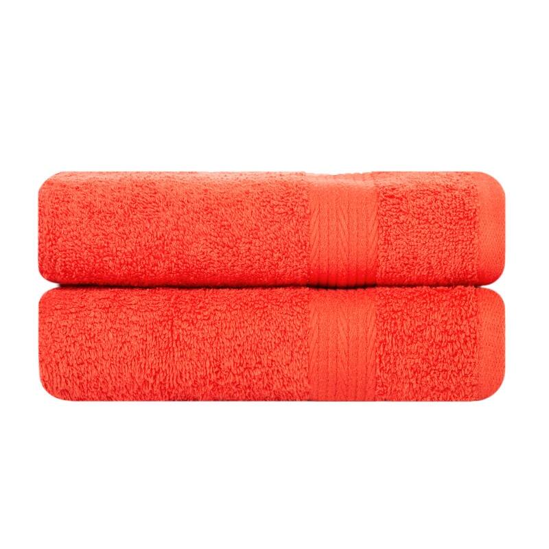 Cotton 600GSM Bathroom Hand Towel 18X28 Inch by Ample Decor - Orange - 2 Pcs