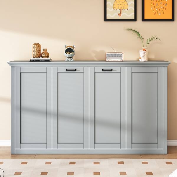 slide 2 of 13, Twin Size Murphy Bed Can be Folded into a Cabinet Folding Bed, Grey Grey - Twin
