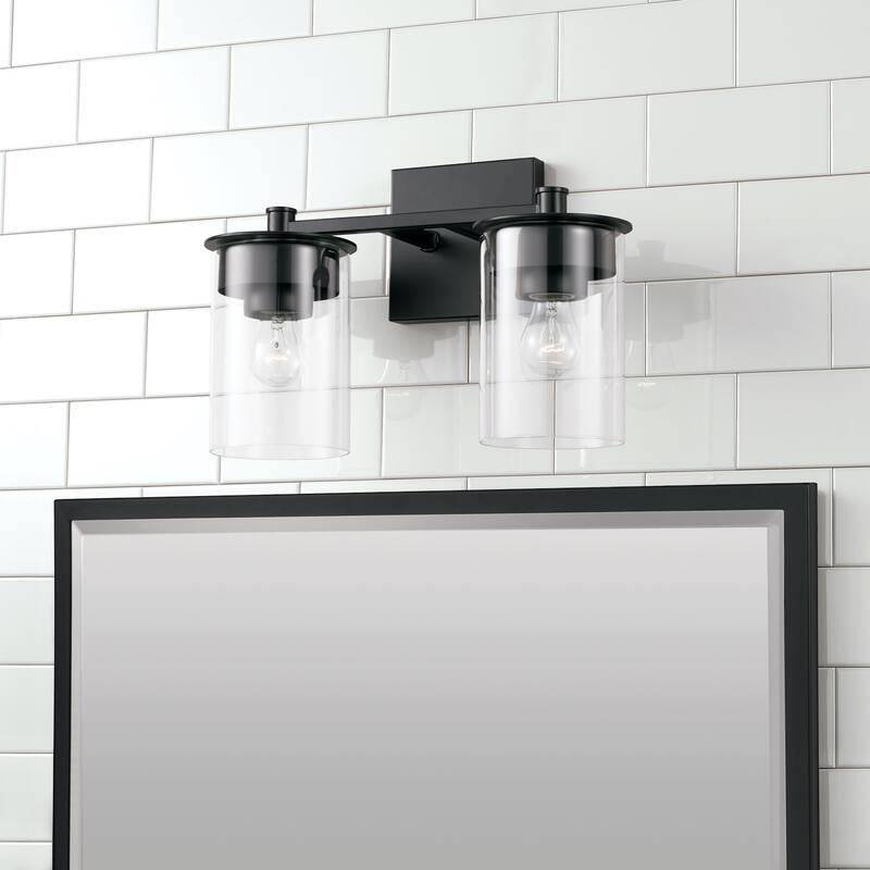 Mason 2-light Bath/ Vanity Fixture w/ Clear Glass