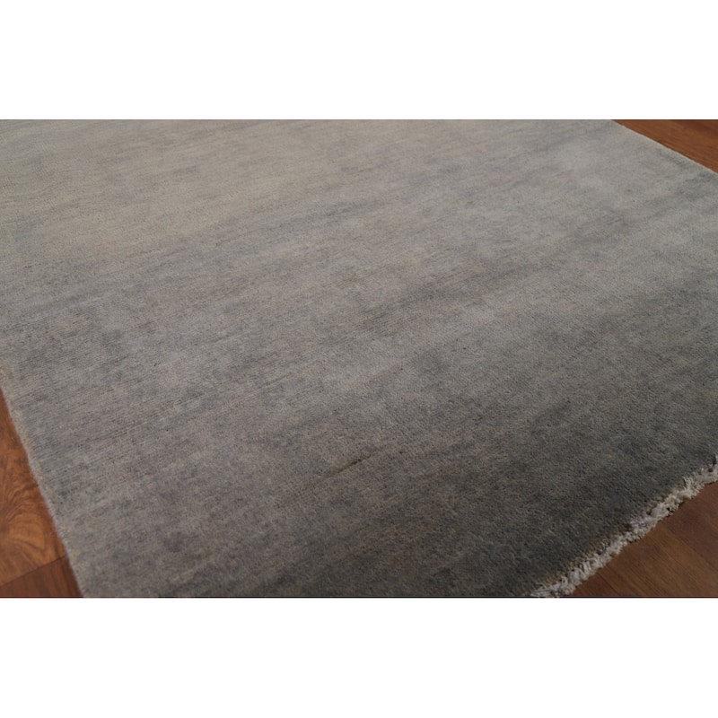 Hand Knotted Oriental 100% Wool Carpet Modern Solid Greys & Charcoal Gabbeh Area Rug - 4' 4'' X 3' 4''