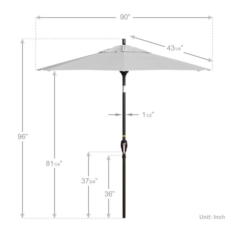 California Umbrella 7.5' Round Crank Lift Push Button Tilt Bronze Aluminum Patio Umbrella with Olefin Royal Blue Fabric