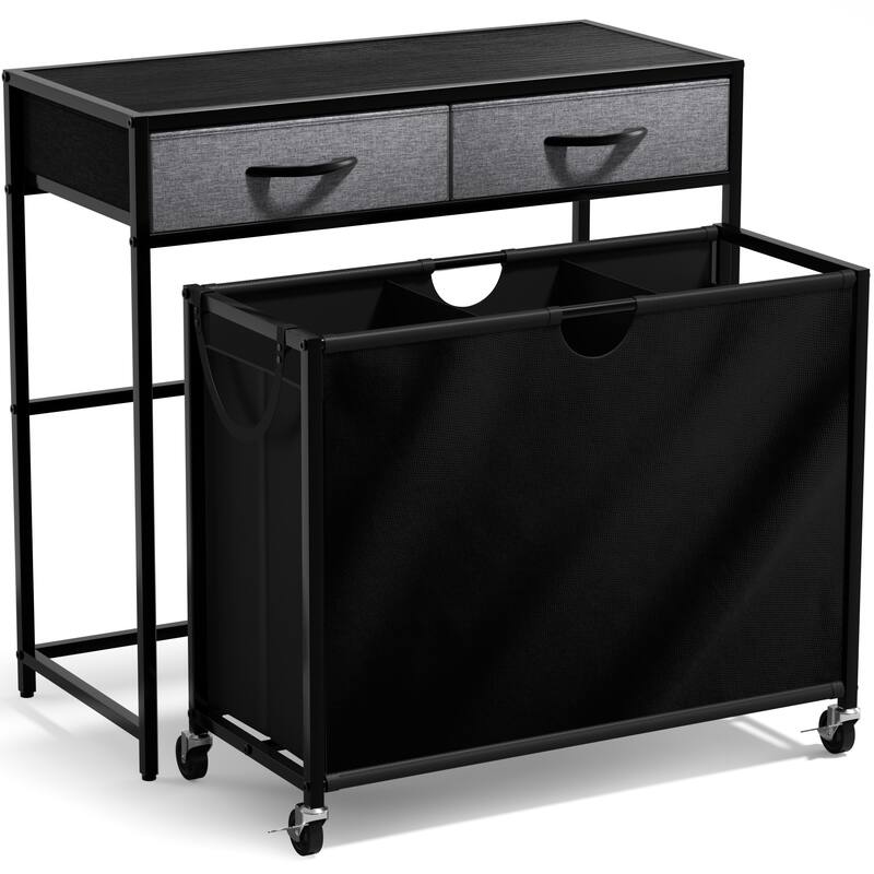 Sorbus Dresser with 3 Section Laundry Hamper Pull-Out with Wheels and 2 Drawers Laundry Room Organization