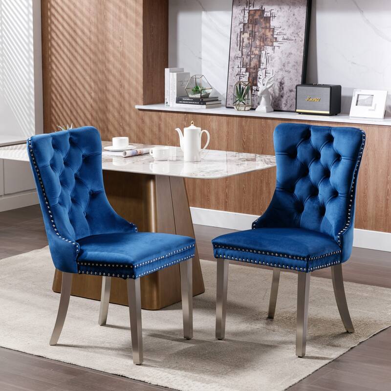 Modern, High-end Tufted Solid Wood Contemporary Velvet Upholstered Dining Chair Set of 2
