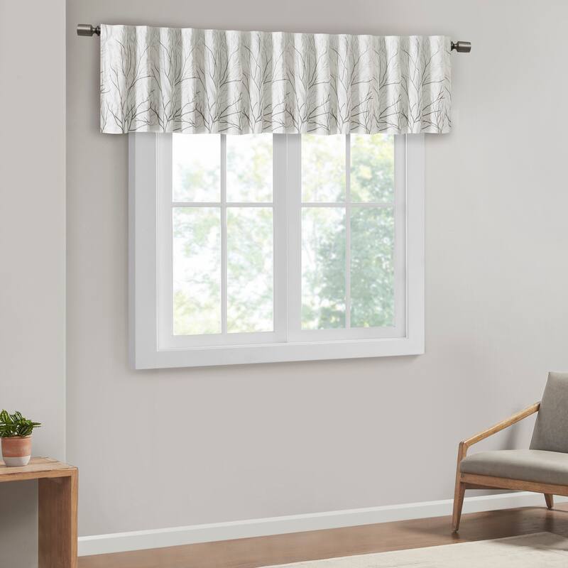 Madison Park Eliza Faux Silk Embroidered Window Valance - 50 x 18"