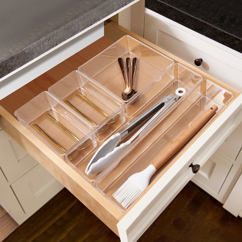 Clear Drawer Organizer Set for Kitchen Storage (5-Piece)