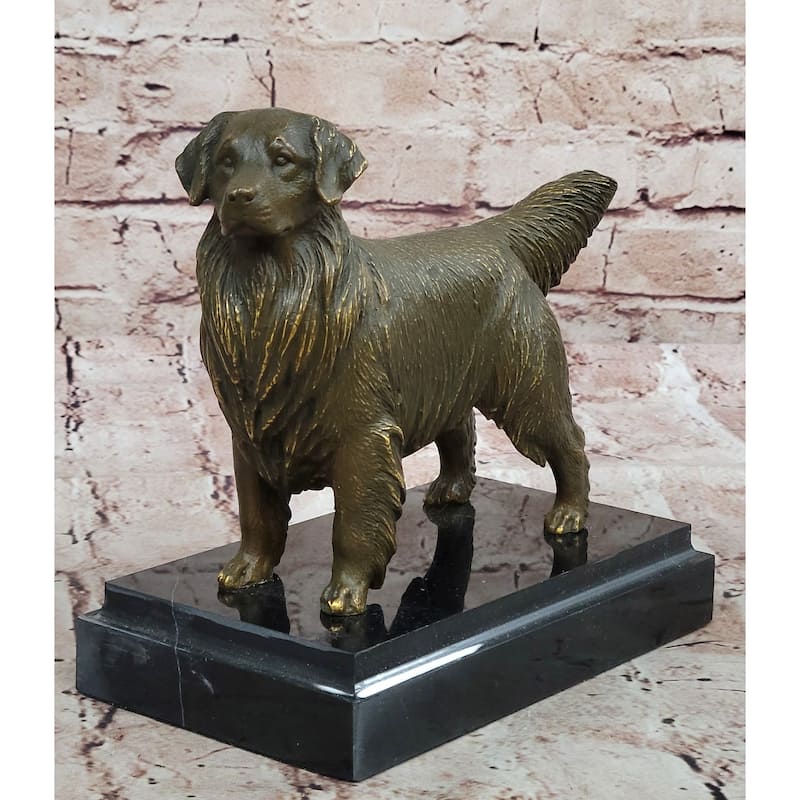 Bronze Golden Retriever Imitative Dog Statue Realistic Pet Sculpture Decor