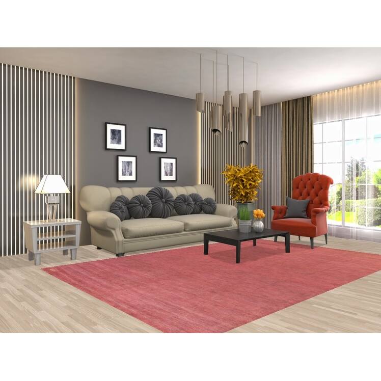 Modern Pink Gabbeh Oriental Area Rug Handmade Wool Carpet - 6'7" x 9'9"