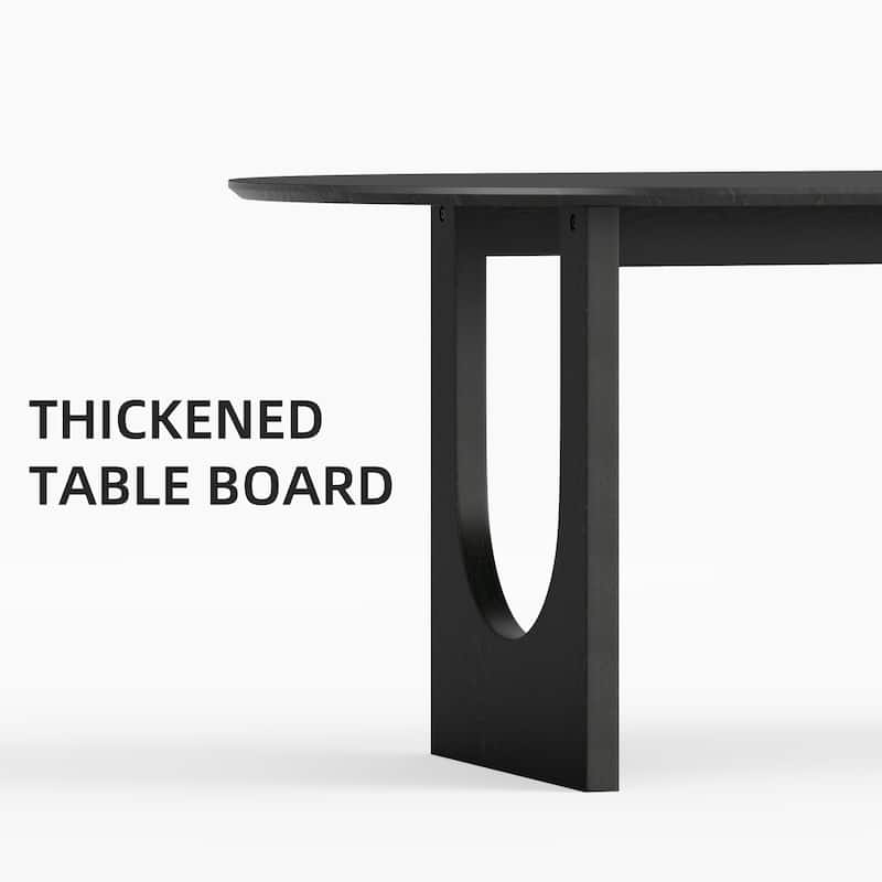 Solid Wood Dining Table Oval Kitchen Tables with Arched Legs Modern for Dining Room