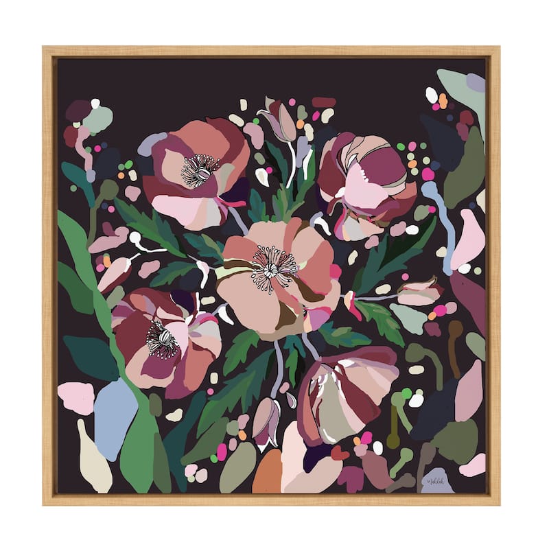 Kate and Laurel Sylvie Flowers Framed Canvas by Inkheart Designs