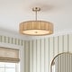 preview thumbnail 45 of 71, 3-Light 20"W Drum Fabric Semi Flush Mount Pendant Chandelier Nickel with Woven Shade
