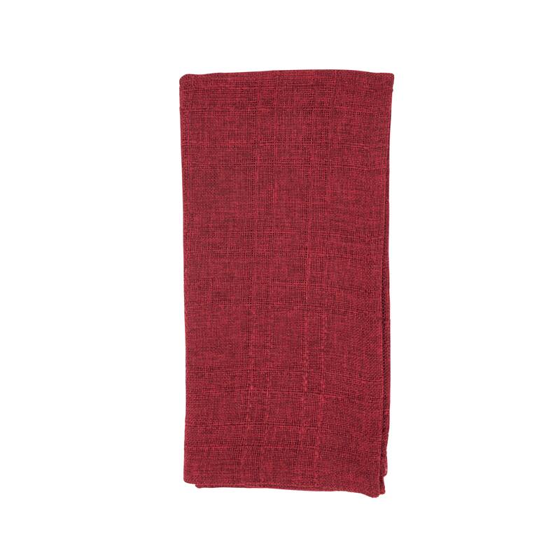 Refined Stitched Plaid Napkin - Set of 4 - Burgundy