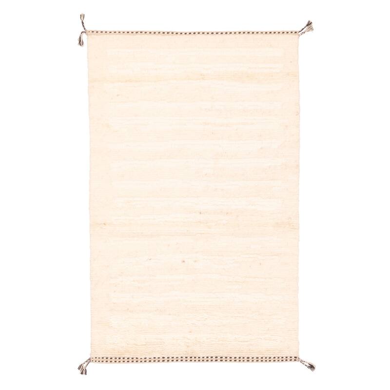 ECARPETGALLERY Hand-knotted Tangier Cream Wool Rug - 5'0 x 8'0