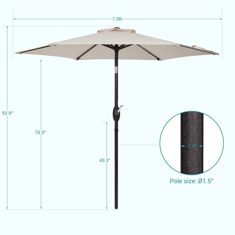 Bonosuki 7.5-foot Waterproof Sunshade Canopy Patio Umbrella