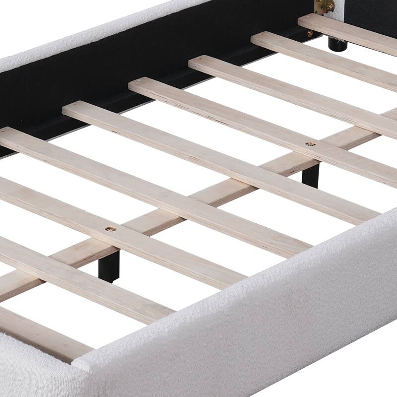 Christopher Knight Home - Luis Boucle Upholstered Bed Frame with Half-Round Headboard