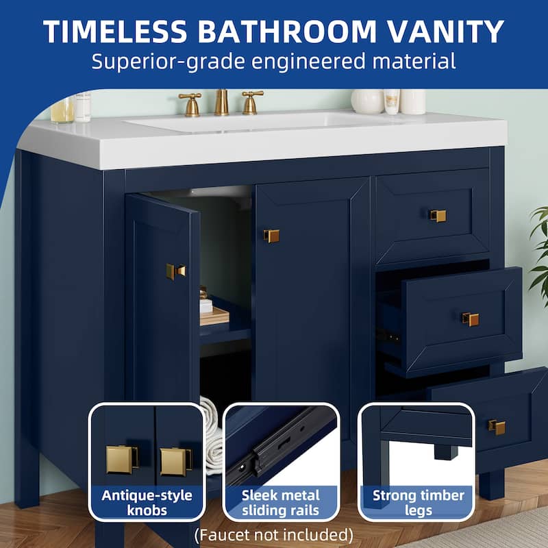 Moasis 36"/42" Bathroom Vanity Cabinet Set with Sink Combo and 3 Drawers & Cabient