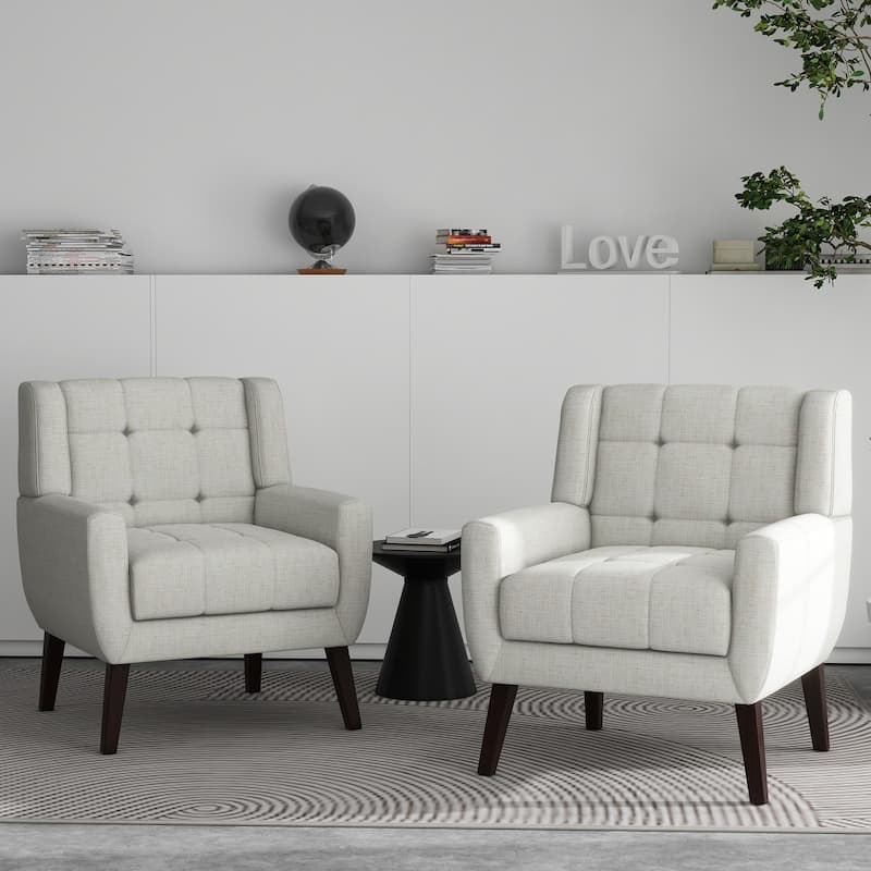 Tufted Arm Chair Upholstered Lounge Chair(Set of 2)