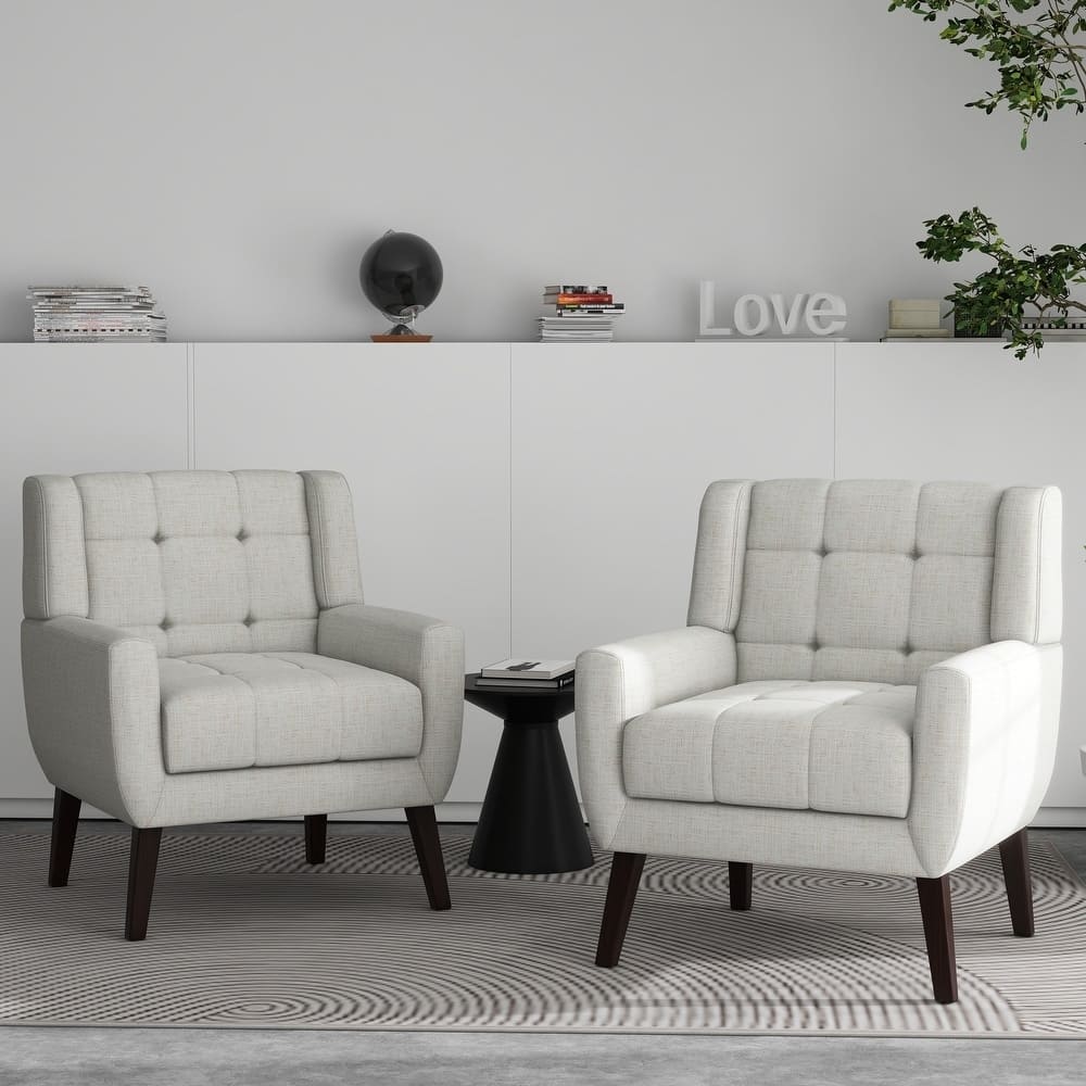 Tufted Arm Chair Upholstered Lounge Chair(Set of 2)