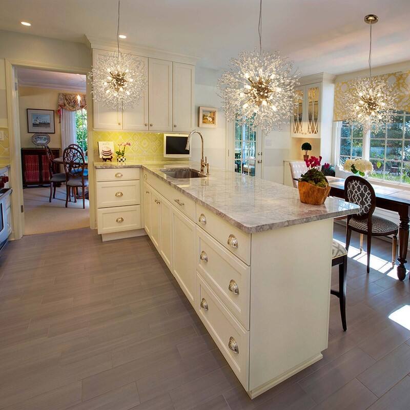 8/9/12/16-Light Modern Linear Sputnik Globe Pendant Starburst Firework Crystal Chandelier