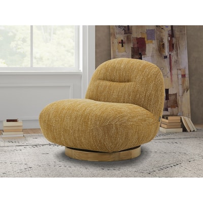 Modrest Renee Modern Mustard Fabric Swivel Accent Chair