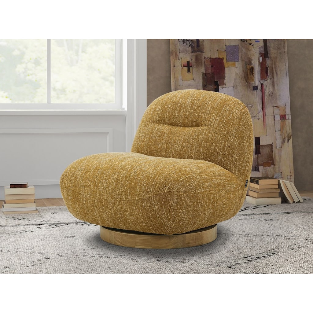 Modrest Renee Modern Mustard Fabric Swivel Accent Chair
