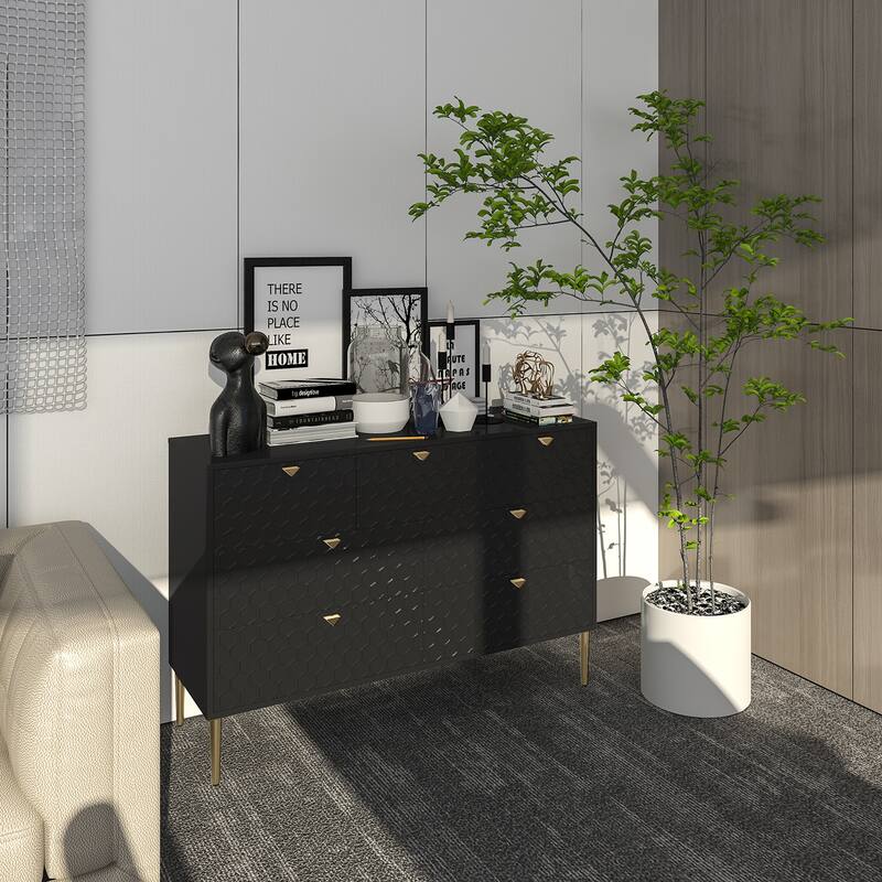 Modern 7-Drawer Storage Cabinet: Solid Wood Organizer For Bedroom, Office & Entryway - Versatile Contemporary Design