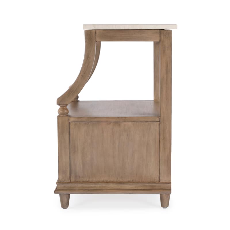 Mabel Genuine Marble and Wood 1-Drawer Nightstand