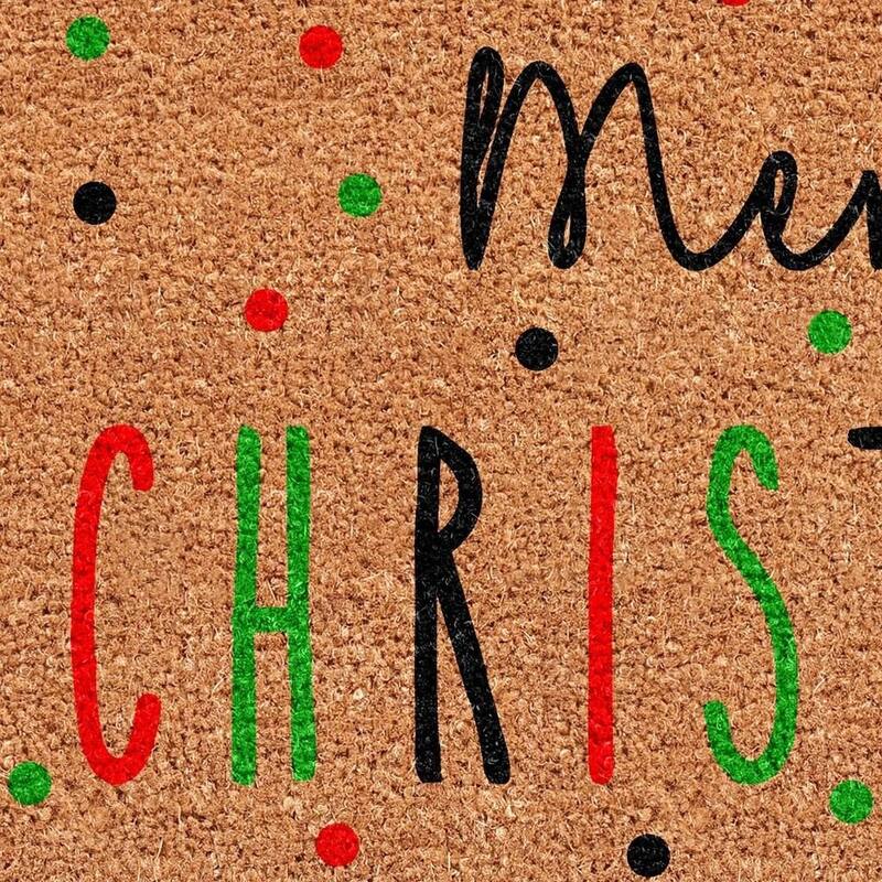 HomeRoots 24" X 36" Brown Black And Green Merry Christmas Outdoor Coir Door Mat - 24.00' X '36.00