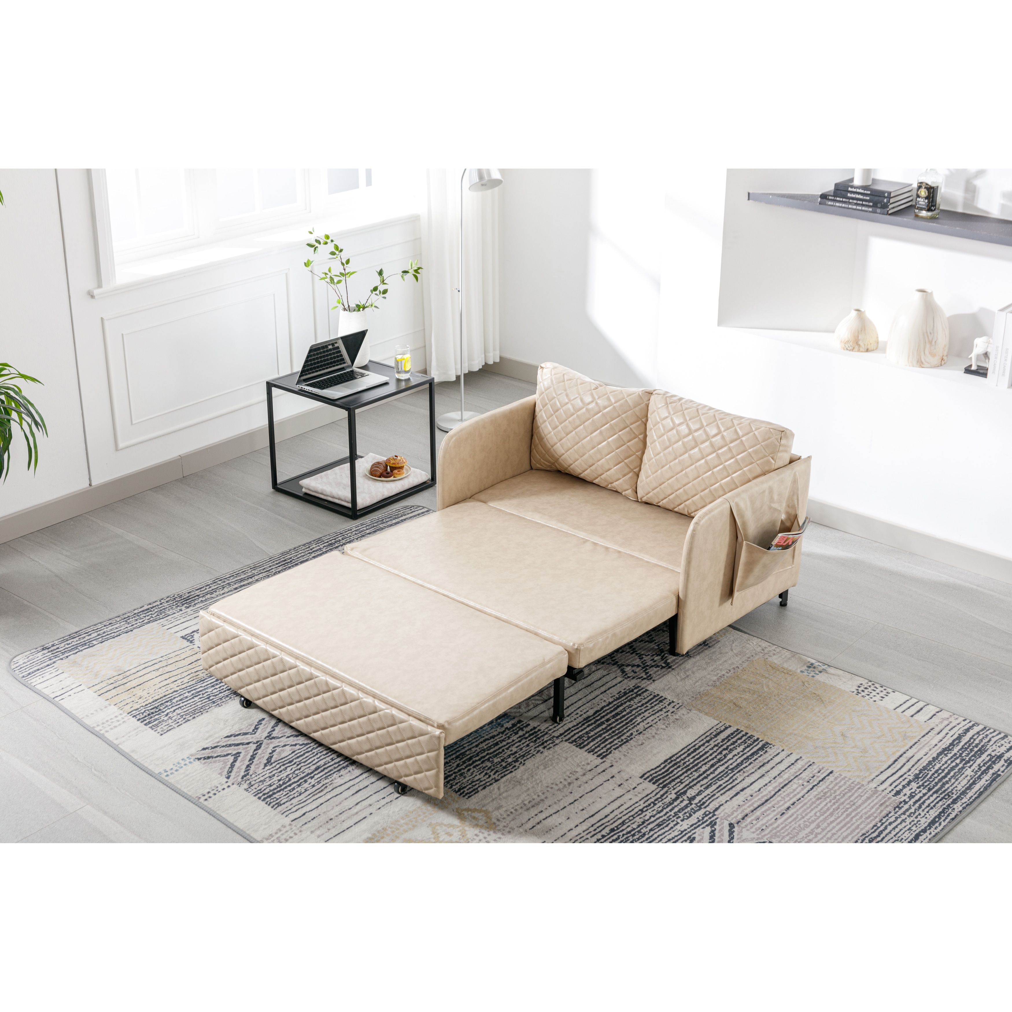 Convertible Sleeper Sofa Modern Loveseat Couch with Pull out Bed