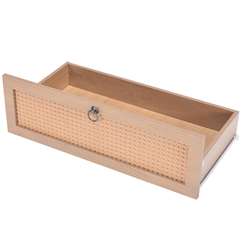 PE Rattan Double Dresser with 6 Drawers, Chest of Drawers Bedroom Storage Organizer