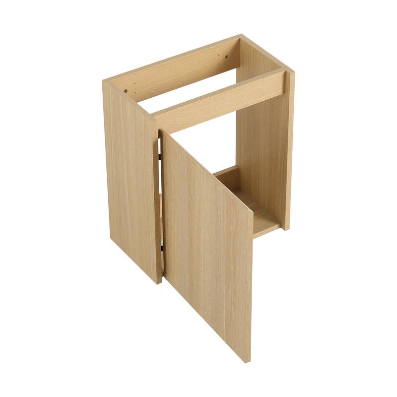 16" Bathroom Vanity Sink Combo with Ceramic Sink, Oak Cabinet for Small Bathrooms and Powder Rooms