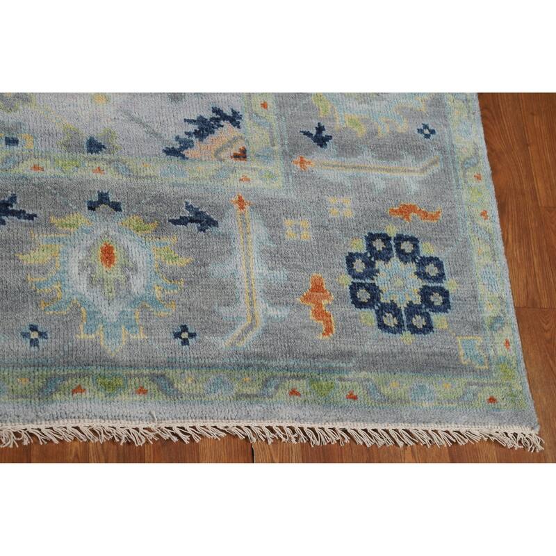 All-Over Gray Oushak Indian Area Rug Handmade Wool Carpet - 8'0" x 9'9"