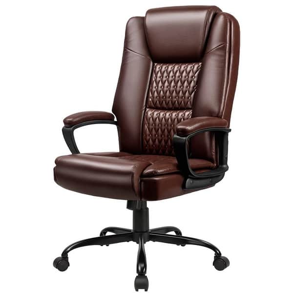 slide 2 of 13, Bossin Big and Tall Office Chair High Back Executive Chair Ergonomic Adjustable Executive Leather Chair,400lbs Brown