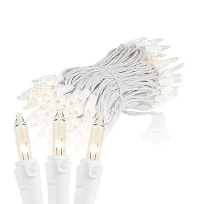 100 Light Christmas Mini Light Set, Black Wire, 34' Long