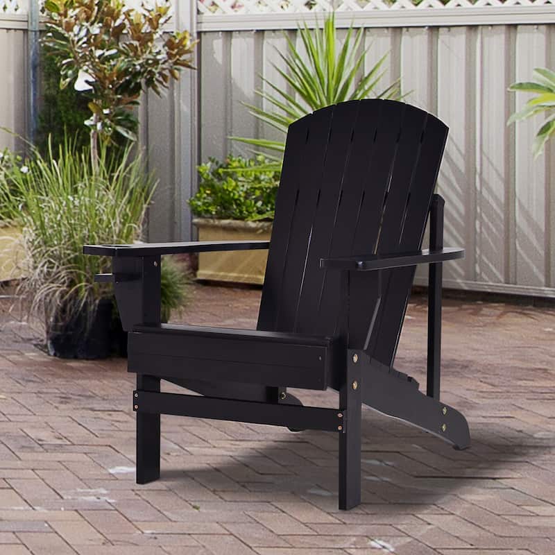 Outsunny Oversized Fir Wood Adirondack Chair with Cup Holder