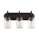preview thumbnail 4 of 7, Gaines 19.3" 3-Light Farmhouse Industrial Iron Mason Jar LED Vanity, Oil Rubbed Bronze/Clear by JONATHAN Y - 3 Light