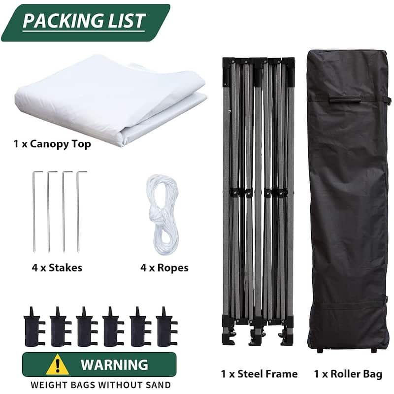 Erommy Canopy Tent, Commercial Instant Canopy Heavy Duty with Roller Bag, Sand Bags, Wind Ropes & Ground Nails, Outdoor Canopies